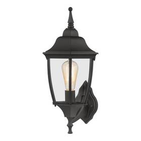 Kve1601al-01 Hampton Bay Kve1601al-01/bk 19.7 Inch 1-light Black Outdoor Wall Lantern Sconce With Clear Glass