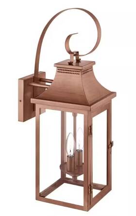 Rs2206125wcp Hampton Bay New Flaxton 24 In Copper Outdoor Wall Lamp Clear Glass
