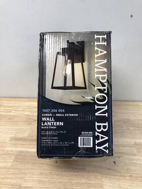 W2205-21 Hampton Bay Corbin 13 Inch Black Outdoor Wall Lantern Sconce With Glass W2205-21 Hampton Bay Corbin 13 Inch Black Outdoor Wall Lantern Sconce With Glass