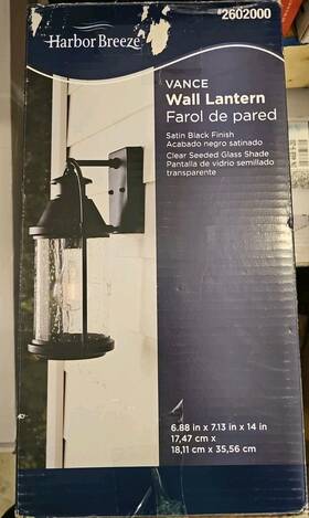 Harbor Breeze 080629708266 New Vance 1-light 14 Inch Satin Black Outdoor Wall Light