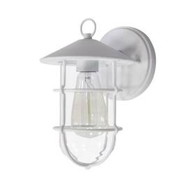 Harbor Breeze 080629708839 Halyard 1-light 10-in White Outdoor Wall Light