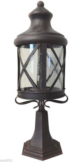 Wx003-m-pf-rt Heritage Lighing Aluminum Outdoor Exterior Lantern Fixture Rusted Post Mounted Lighting Size M