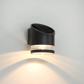 Hlsl003khs-us Hfvlite Outdoor Solar Led Wall Light Dusk-to-dawn Black Aluminum Sconce Warm White