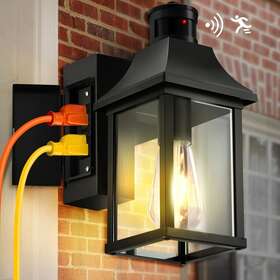 Zy-zn-e26 Hihuos Porch Lights With Gfci Outlet Dusk To Dawn Motion Sensor Outdoor Ligh