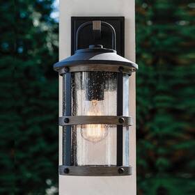 2680dz-ll Hinkley Lakehouse 14 1/2 Inch Zinc And Seeded Glass Outdoor Wall Light