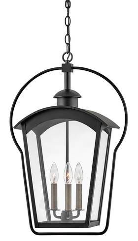 13302bk Hinkley Lighting 13302 Yale 3 Light 17 Inch W Heritage Outdoor Taper - Black /