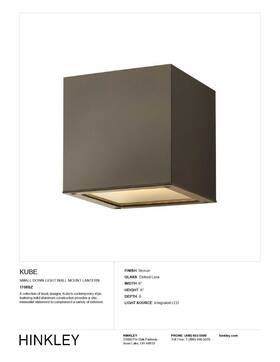 1768bz Hinkley Lighting Kube - 8w Led Small Outdoor Down Light Wall Lantern In 1768bz Hinkley Lighting Kube - 8w Led Small Outdoor Down Light Wall Lantern In