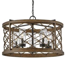 12395 Hinkley Lighting 640665124422 Finn 5 Light 26 Inch W Outdoor Drum Chandelier - Bronze