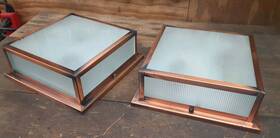 C-7949 Hinkley Lighting 2 Vtg Phil Flush Mount Square Light Fixture Copper Mid Century Modern C-7949 Hinkley Lighting 2 Vtg Phil Flush Mount Square Light Fixture Copper Mid Century Modern