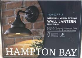 Home Decorators 008938106573 Hampton Bay Wetherby Black Outdoor Barn Light Wall Mount Sconce