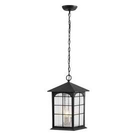 Home Decorators Collection 046335116092 Brimfield 3-light Aged Iron Outdoor Hanging Lamp With Clear Seedy Glass