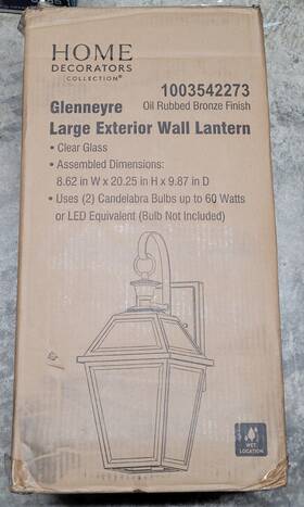 1003542273 Home Decorators Collection Glenneyre 20.25 Inch French Quarter Gas Style 2-light Outdoor Wall Light Lantern 1003542273 Home Decorators Collection Glenneyre 20.25 Inch French Quarter Gas Style 2-light Outdoor Wall Light Lantern