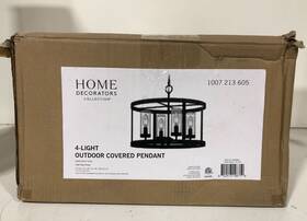 1007213605 Home Decorators Collection Rockwell 4-light Matte Black Outdoor Pendant Clear Glass