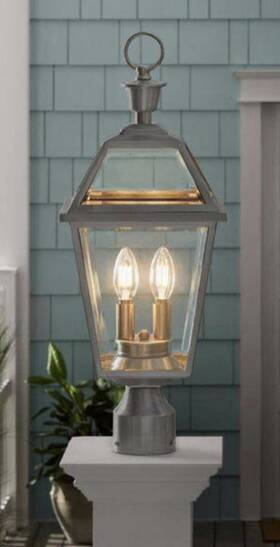 1007316224 Home Decorators Collection Glenneyre Exterior Post Lantern Alum Finis