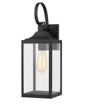 1007316258 Home Decorators Collection Havenridge 19 Inch Matte Black Outdoor Wall Lantern Sconce Light