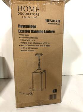 1007316270 Home Decorators Collection Havenridge 3 Light Black Outdoor18 Inch Pendant Clear Glass