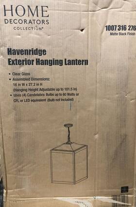 1007316276 Home Decorators Collection Havenridge 4-light Matte Black Outdoor Chandelier Clear Glass
