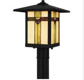Home Decorators Collection 802513199406 1-light Outdoor Post Light Black Tiffany Glass