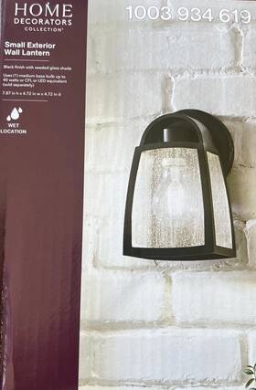 Home Decorators Collection 845473037012 1-light Black Outdoor Wall Mount Lantern With Seeded Glass
