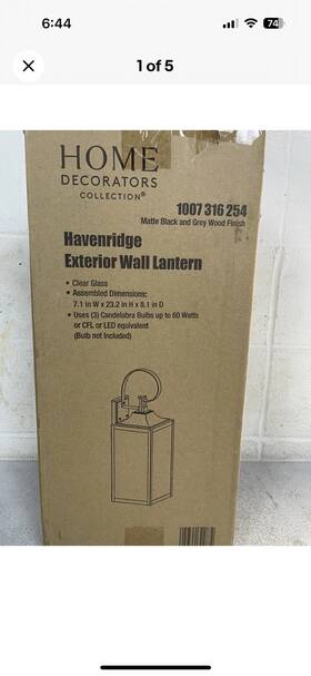 Ksz1603ax-01 Home Decorators Collection Ksz1603ax-01/wd Havenridge 23.2 Inch 3-light Gray Wood Hardwired Outdoor Sconce