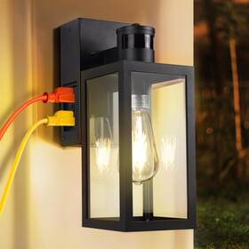 Huadeec 779584565990 Porch Light With Gfci Outlet Dusk To Dawn Motion Sensor Outdoor 3
