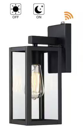 17801-bk Hukoro 13 Inch Outdoor Wall Lantern Black Dusk To Dawn Sensor Porch Light Sconce Waterproof