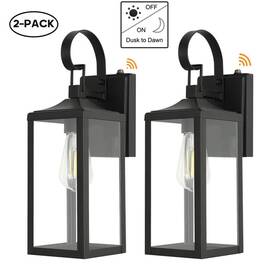 2f13252-bk-s Hukoro Castle 1-light 16 Inch Dusk To Dawn Outdoor Wall Light With Matte Black Finish And