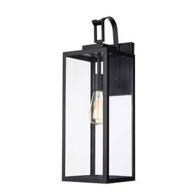 Hukoro 313102827896 Foothill 22.6 Inch 1-light Matte Black Outdoor Wall Lantern Sconce With Clear Glas