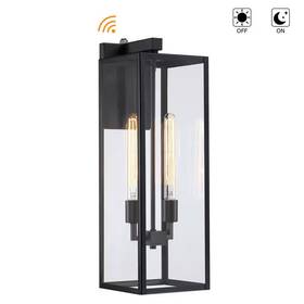 Hukoro 313114352393 Martin 25 Inch 2-light Matte Black Hardwired Outdoor Wall Lantern Sconce With Dus Hukoro 313114352393 Martin 25 Inch 2-light Matte Black Hardwired Outdoor Wall Lantern Sconce With Dus