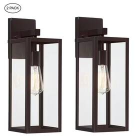 8871253l Hukoro Martin 17.5 Inch Bronze Hardwired Outdoor Wall Lantern Sconce 2pk New