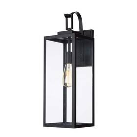 F15161-bk Hukoro Foothill 22.6 Inch 1-light Matte Black Outdoor Wall Lantern Sconce With Clear