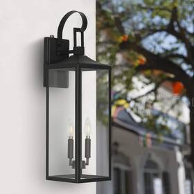 F15251-bk-s Hukoro Castle 2-light 25 Inch Matte Black Outdoor Wall Lantern Sconce With Dusk F15251-bk-s Hukoro Castle 2-light 25 Inch Matte Black Outdoor Wall Lantern Sconce With Dusk