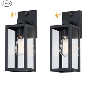 F87702-bk-ms Hukoro Martin 14.1 Inch Matte Black Motion Sensor Outdoor Hardwired Wall Lantern Scone