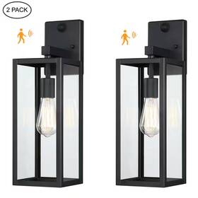 F88712-bk-ms Hukoro 19 Inch Black Motion Sensor Outdoor Wired Wall Lantern Scone 2pk New