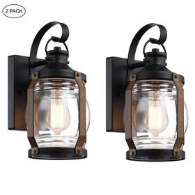 Hd2f14002-wl Hukoro Retro 11.8 Inch 1-light Matte Black And Barnwood Accents Outdoor Wall With