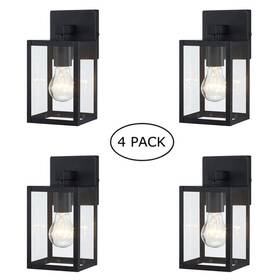 N2f19051-s Hukoro 10 Inch Black Outdoor Hardwired Wall Lantern Sconce With Clear Glass Shade