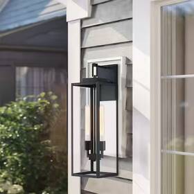 Pf19072-bk-od Hukoro Bonanza 27 Inch H 2-light Matte Black Hardwired Outdoor Wall Lantern Sconce