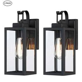 Rf86152 Hukoro Foothill 14 Inch 1-light Matte Black Outdoor Hardwired Wall Lantern 2-pack