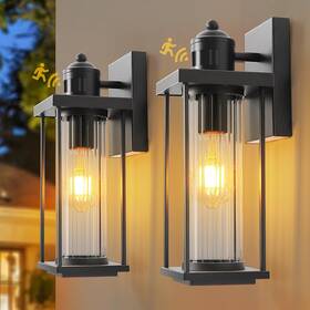 Y2505-2 Idpusen 2 Pack Motion Sensor Outdoor Wall Lights Dusk To Dawn Black