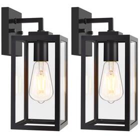 Zdo-5107w-1 Imizdlum 2-pack Outdoor Wall Light Fixture With Tempered Glass Exterior Lantern