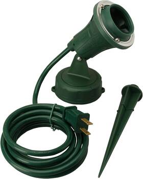 Industries 445034777727 Outdoor Floodlight Fixture With Stake 6-feet Cord 120v Green Pack Of 3