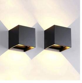 Inhdbox 313050128199 2 Pack Led Modern Outdoor Light Aluminum Waterproof Wall Lamps 12w