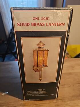 406sb5vbb-12 International Lighting One Light Outdoor New Solid Polished Brass Lantern- Amber Glass Diamond
