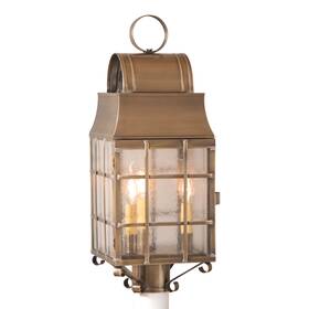 636pbr Irvins Country Tinware Washington Post Lantern In Weathered Brass