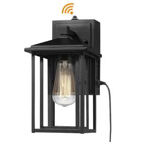 Hd1951s-pc-g Jazava Black Dusk To Dawn Built-in Gfci Outlet Hardwired Outdoor Wall Lantern Scone No
