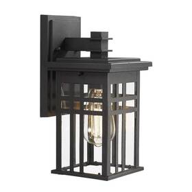 Hd20068b1dm Jazava 12 Inch 1-light Black With Clear Glass Hardwired Outdoor Wall Lantern