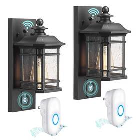 Hd5hw69b2-pcdbk Jazava Classic Black Motion Sensing Dusk To Dawn Outdoor Sconce Lantern With 2pk