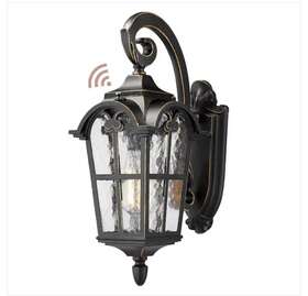 Hdwe215b-pc-bg Jazava 1-light 17.5 Inch Black Finish Shade Dusk To Dawn Outdoor Wall Lantern