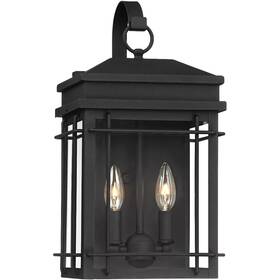 10-1710-502 John Timberland Rotherfield Vintage Outdoor Wall Light Fixture Black Lantern 2-light 17 Inch Outside