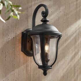 10-1710-508 John Timberland Park Sienna Vintage Outdoor Wall Light Fixture Black Scroll Downlight 22 1/4 Inch